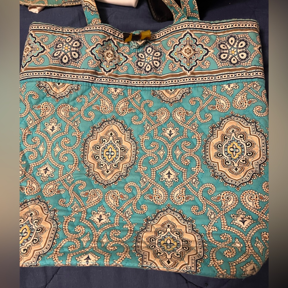 Vera Bradley Teal and Brown Patterned Fabric
